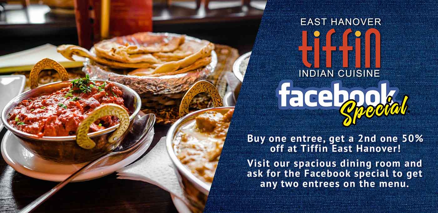 Like & Review Your Favorite Tiffin Indian Cuisine Location on Facebook:  Northern Liberties 19123, South Philadelphia 19145, Mt. Airy 19119, King of Prussia 19406, Elkins Park 19027, Newtown Square 19073, Bryn Mawr 19010, Wynnewood 19096, Cherry Hill 08003, and East Hanover 07936 Morris County